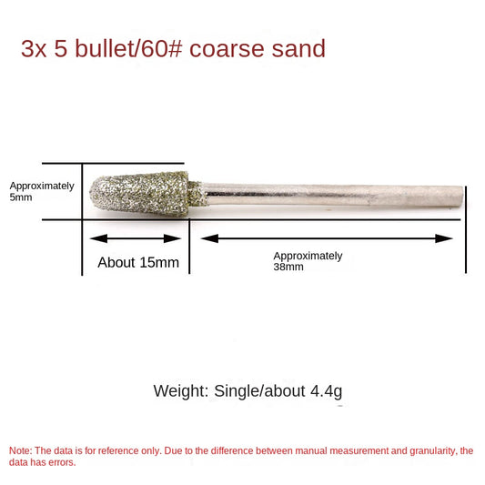 10 pieces diamond grinding heads Grit 60, diameters 5mm, 6mm, 8mm