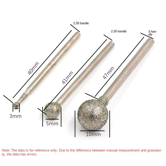 10 Pcs Spherical diamond grinding needle for grinding & carving gemstones, jade, jadeite