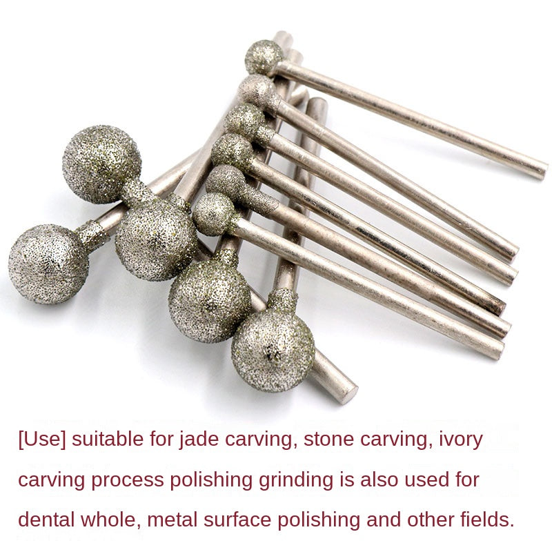10 Pcs Spherical diamond grinding needle for grinding & carving gemstones, jade, jadeite