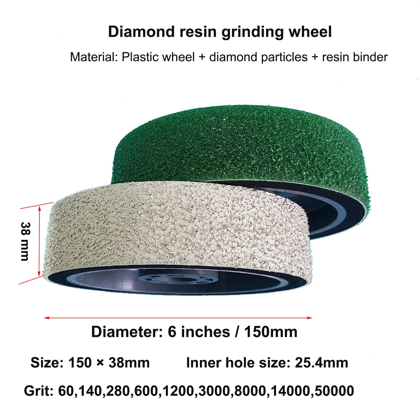 6 Inch Diamond Resin Burr Grinding Polishing Wheel,Grit 60 50000 for Lapidary Jewelry Gemstone Stones Jade Glass Artificial Crystal