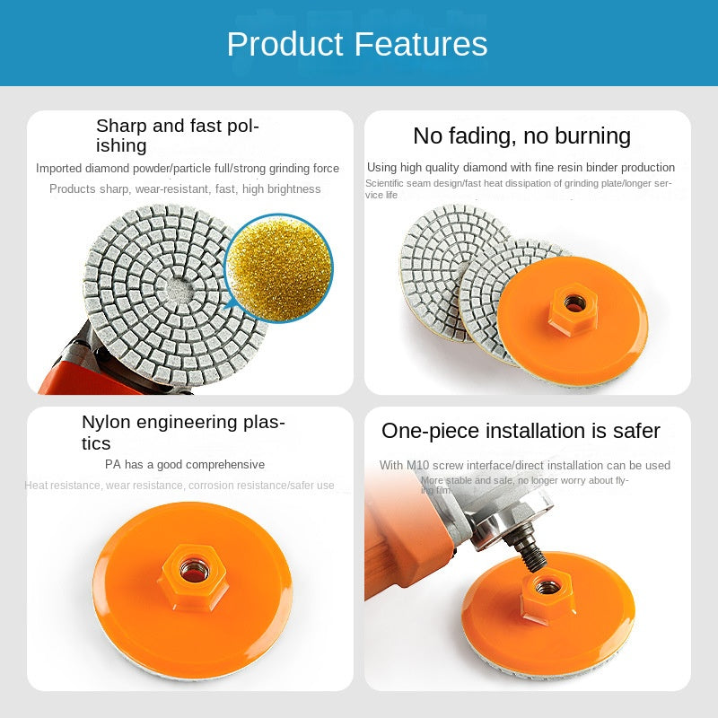 Integrated grinding disc, used for edge grinding of rock plates, marble and stone, and trimming the corners of tiles