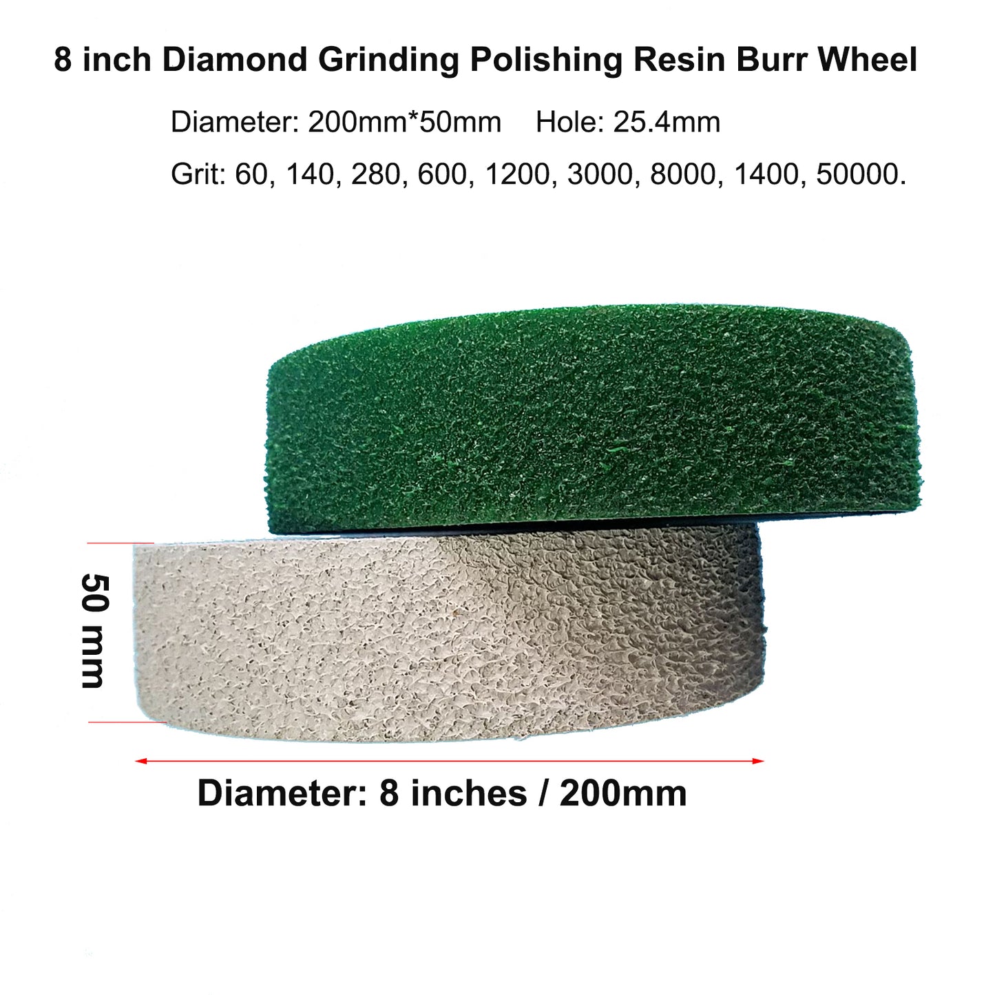 8 Inch Diamond Resin Burr Grinding Polishing Wheel,Grit 60 to 50000 for Lapidary Jewelry Gemstone Stones Jade Glass Artificial Crystal
