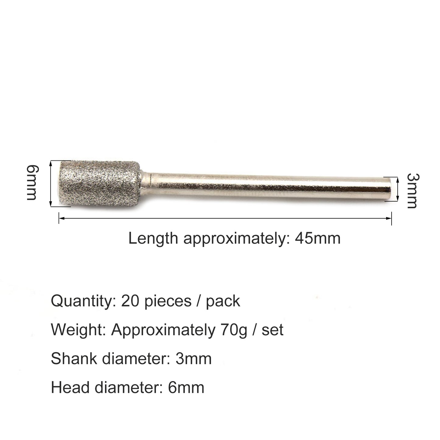 Electroplated Diamond Grinding Head Set - Grit 120 (Fine)
