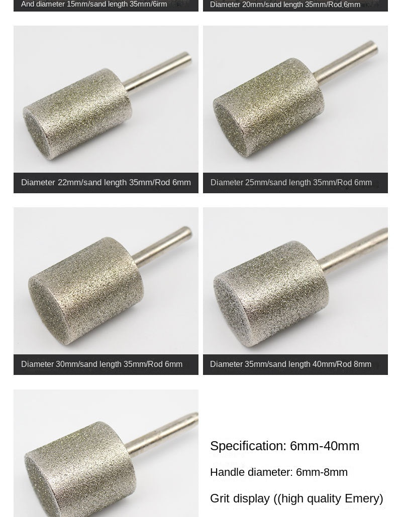 Diamond grinding heads cylindrical grinding for grinding polishing peeling jade, jadeite gemstones