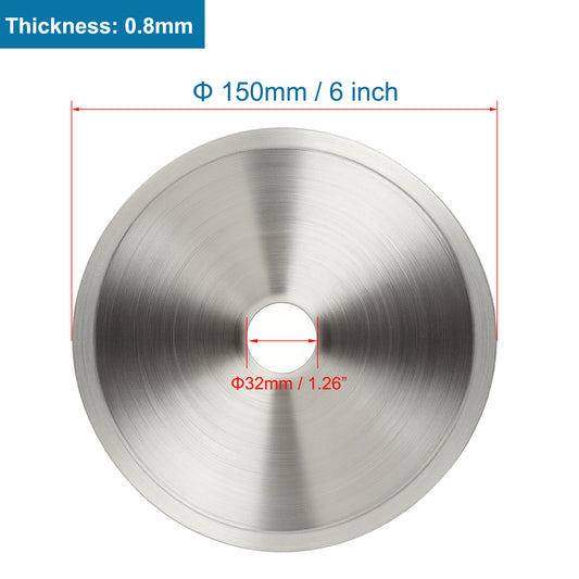 6 Inch Diamond Cutting Saw Blade Lapidary Toothless Saw Blade 1-1/4 inch Arbor for Gemstone Jade Jadeite Crystals Stone