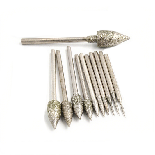 10 Pcs Diamond Electroplated Grinding Needles - Jade Carving Polishing Tools for Gemstones, Jade, Agate, Jadeite, Stone Materials