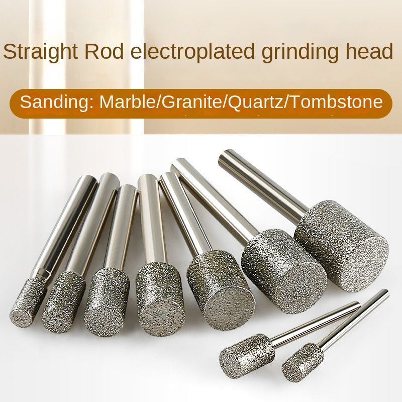 Electroplated emery grinding head, cylindrical stone carving tool