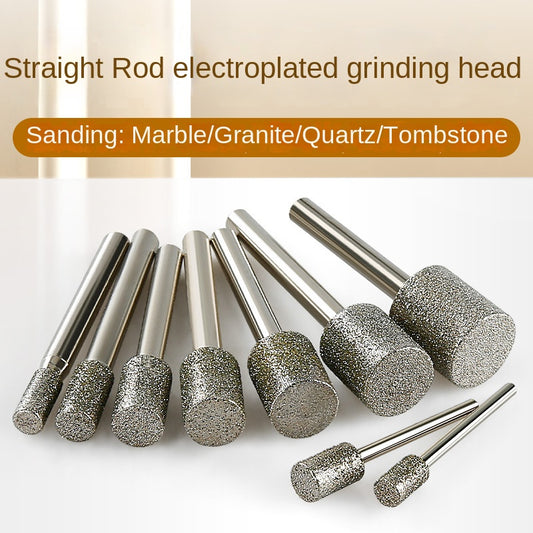 Electroplated emery grinding head, cylindrical stone carving tool
