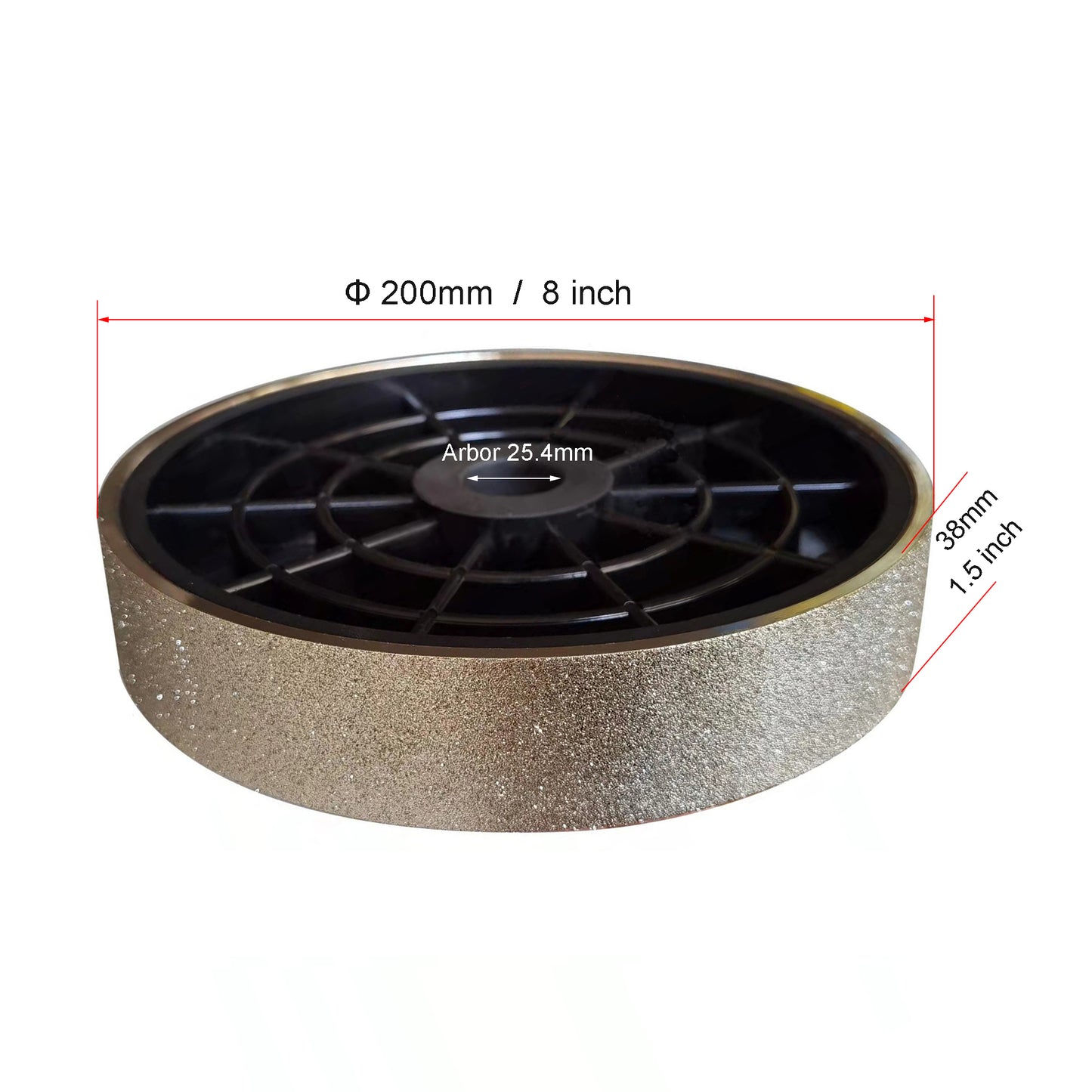 Diamond Lapidary Grinding Polishing Abrasive Wheel 8×1.5“, 1" Arbor Grit 35 to 1200 for Gemstone Marble Stone Jade Glass Crystal Ceramics