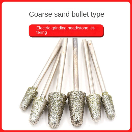 10 pieces diamond grinding heads Grit 60, diameters 5mm, 6mm, 8mm