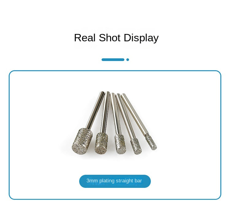 Electroplated emery grinding head, cylindrical stone carving tool