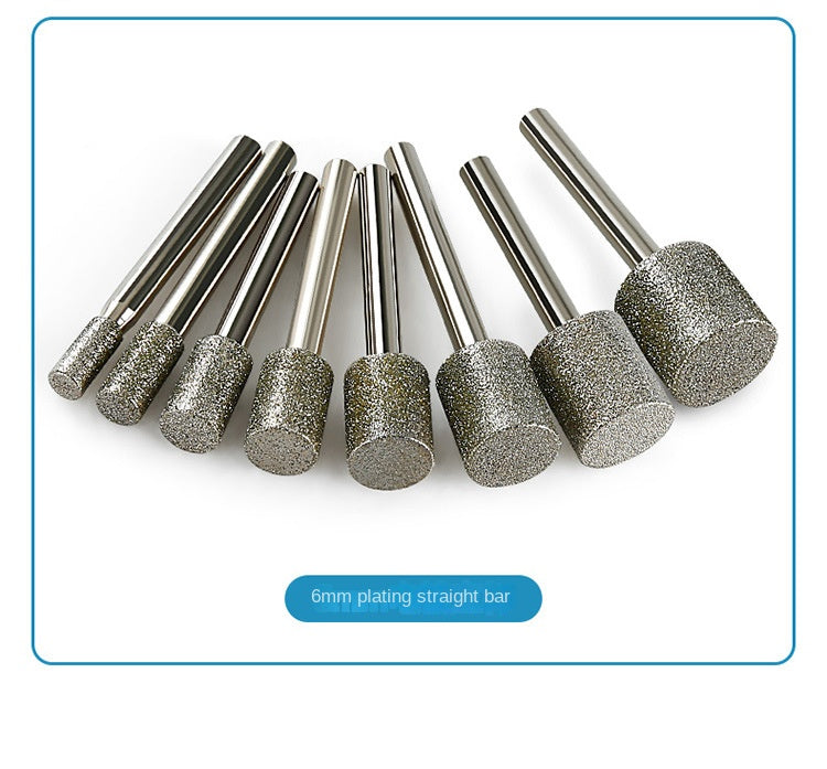 Electroplated emery grinding head, cylindrical stone carving tool