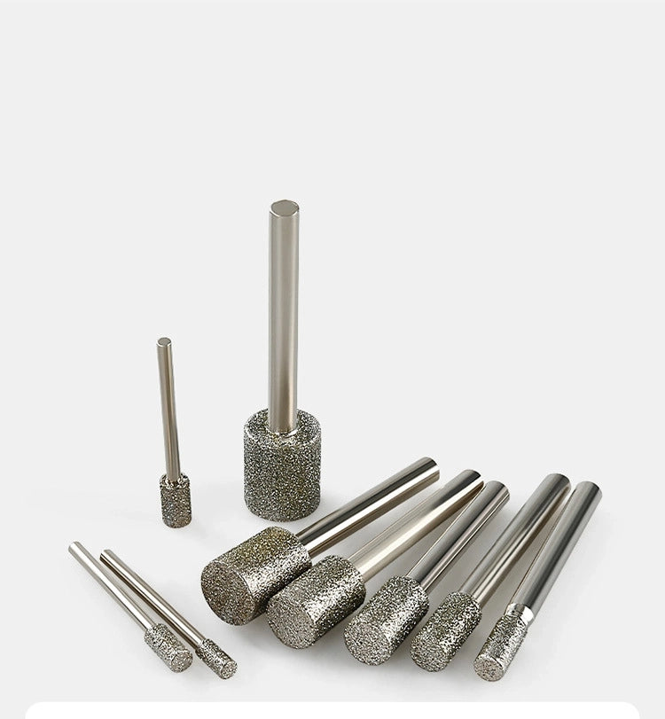 Electroplated emery grinding head, cylindrical stone carving tool