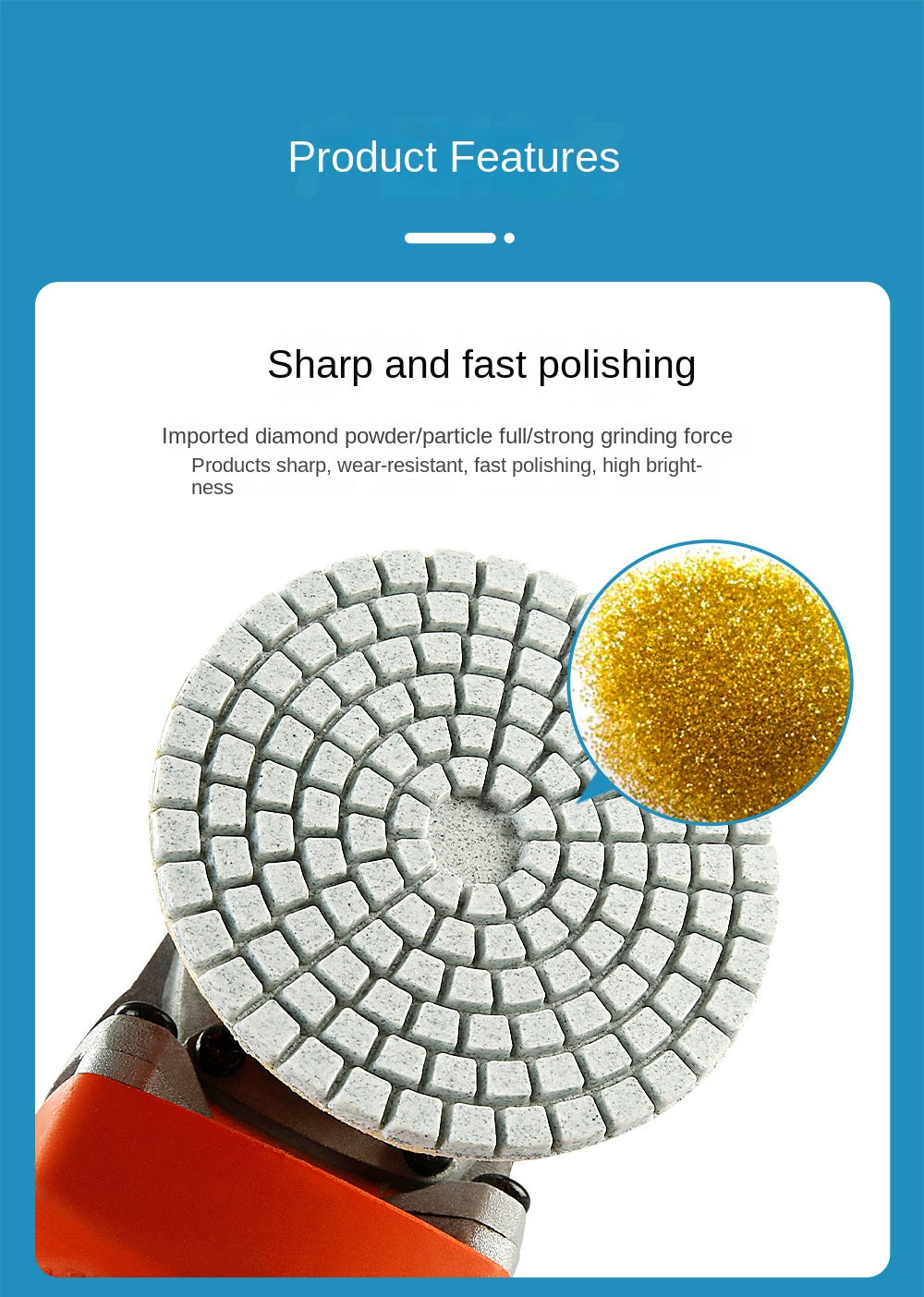 Integrated grinding disc, used for edge grinding of rock plates, marble and stone, and trimming the corners of tiles