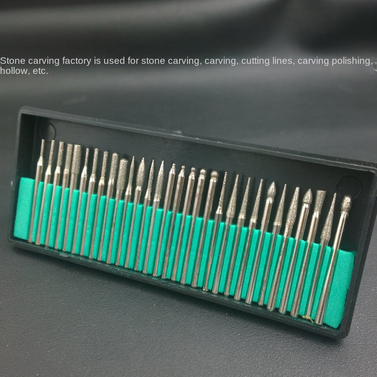 Diamond Grinding Heads & Needles Carving Tools - 30pcs Engraving Set, 2.35mm 3mm Shank Diameter for Stone Engraving & Polishing