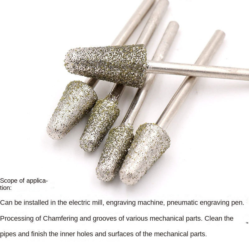 10 pieces diamond grinding heads Grit 60, diameters 5mm, 6mm, 8mm