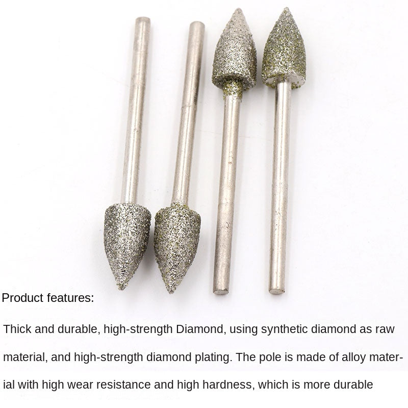 10 Pcs Diamond Electroplated Grinding Needles - Jade Carving Polishing Tools for Gemstones, Jade, Agate, Jadeite, Stone Materials