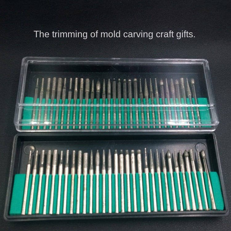 Diamond Grinding Heads & Needles Carving Tools - 30pcs Engraving Set, 2.35mm 3mm Shank Diameter for Stone Engraving & Polishing