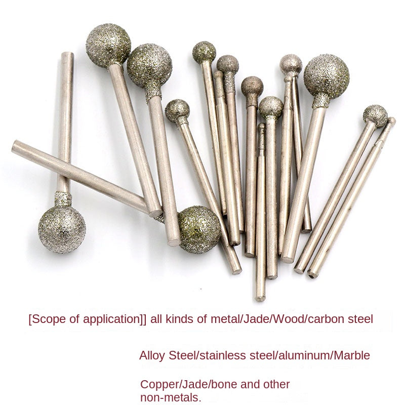 10 Pcs Spherical diamond grinding needle for grinding & carving gemstones, jade, jadeite