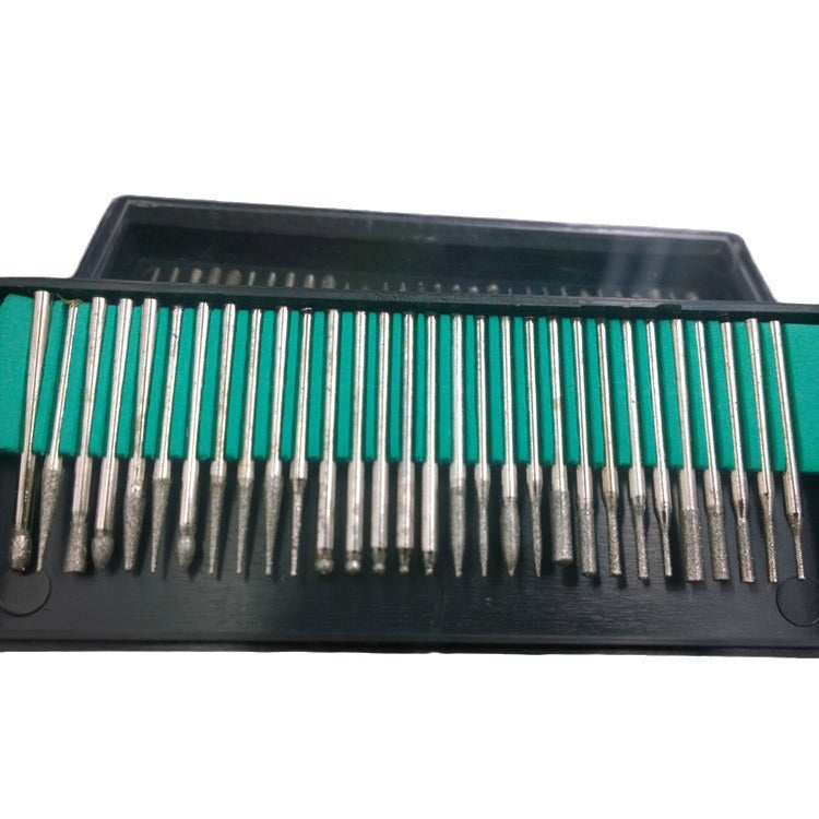 Diamond Grinding Heads & Needles Carving Tools - 30pcs Engraving Set, 2.35mm 3mm Shank Diameter for Stone Engraving & Polishing