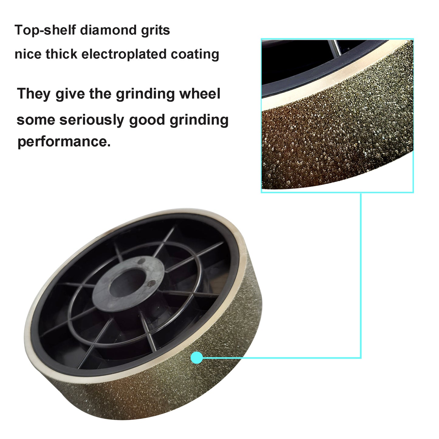 Diamond Lapidary Grinding Polishing Abrasive Wheel 8×1.5“, 1" Arbor Grit 35 to 1200 for Gemstone Marble Stone Jade Glass Crystal Ceramics